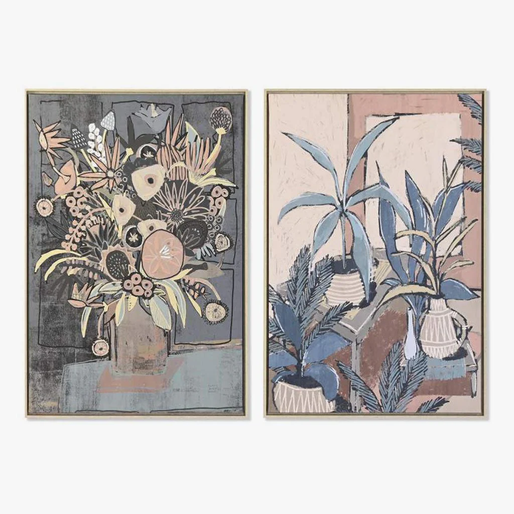 Conjunto de 2 Quadros Botanico Exotico 2A