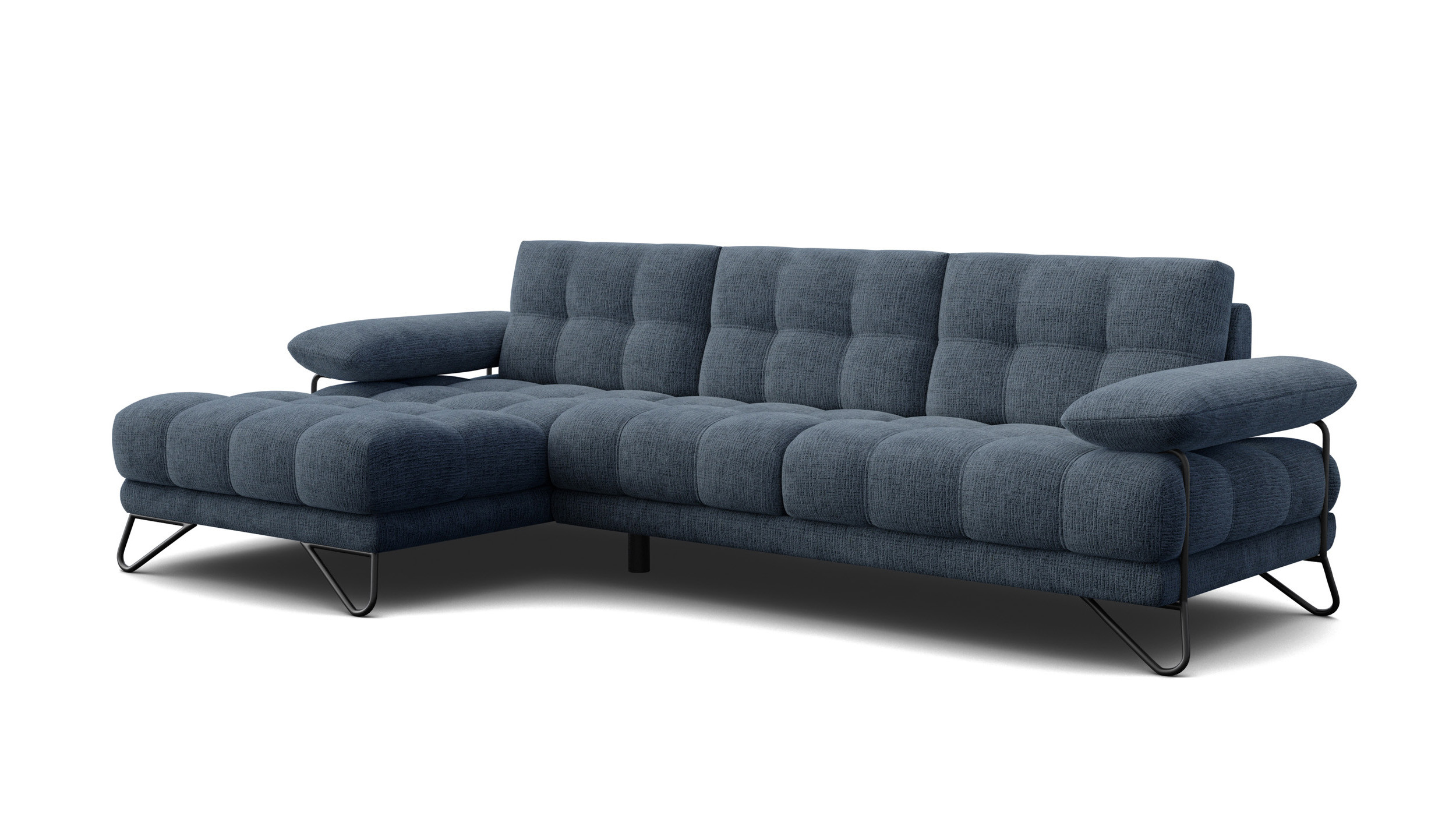 BUBBARA Sofa narożna 4 osobowa lewa, granatowa