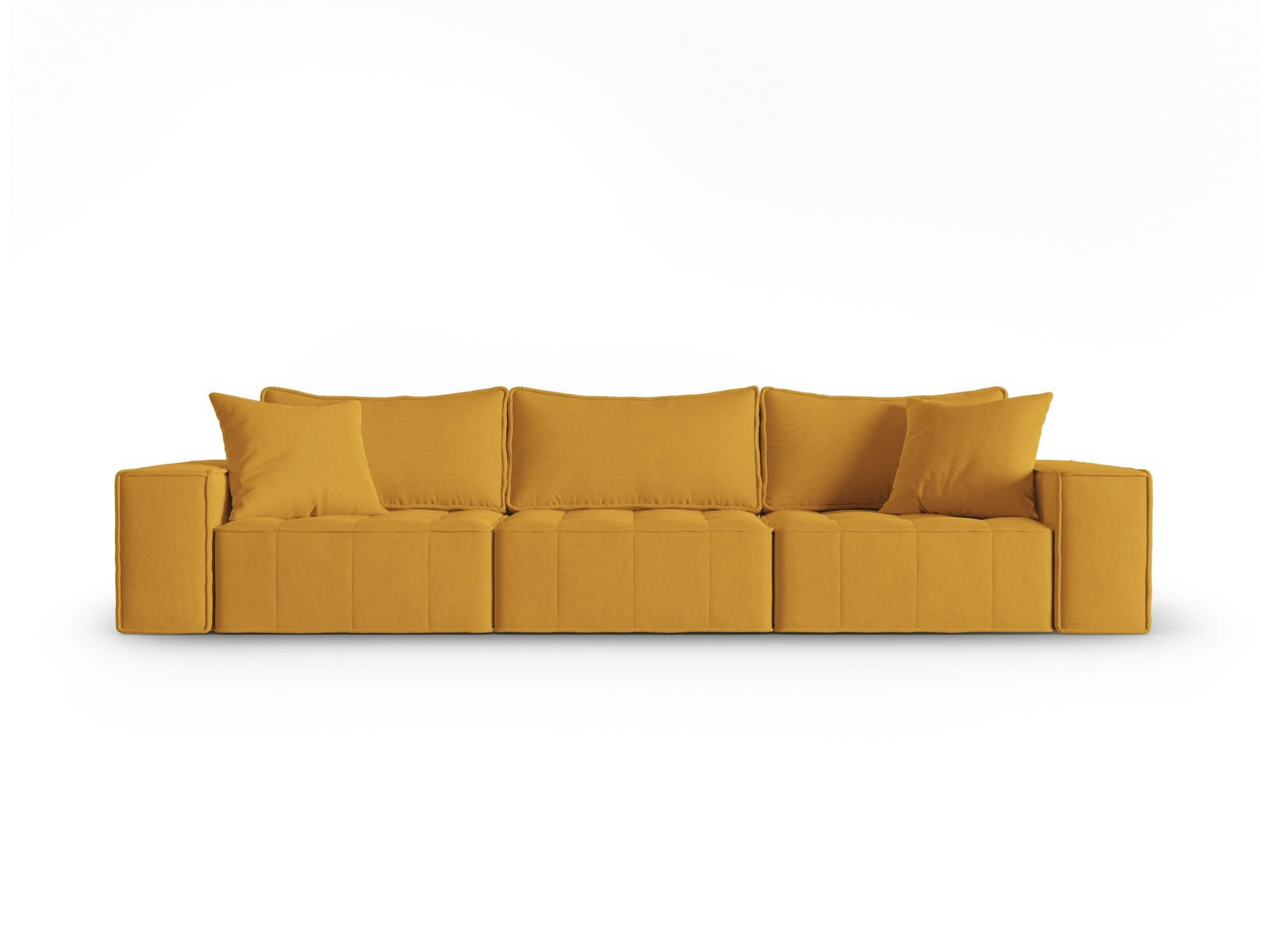 MIKE - Canapé modulable 5 places en tissu structurel moutarde