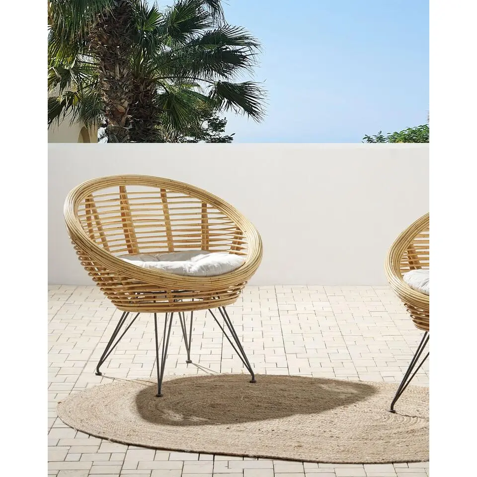 MARATEA - Tuinstoel set van 2 - Lichtbeige - Rotan