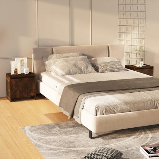 NNEVL Bedside Cabinets 2 pcs Smoked Oak 45x34x44.5 cm Chipboard