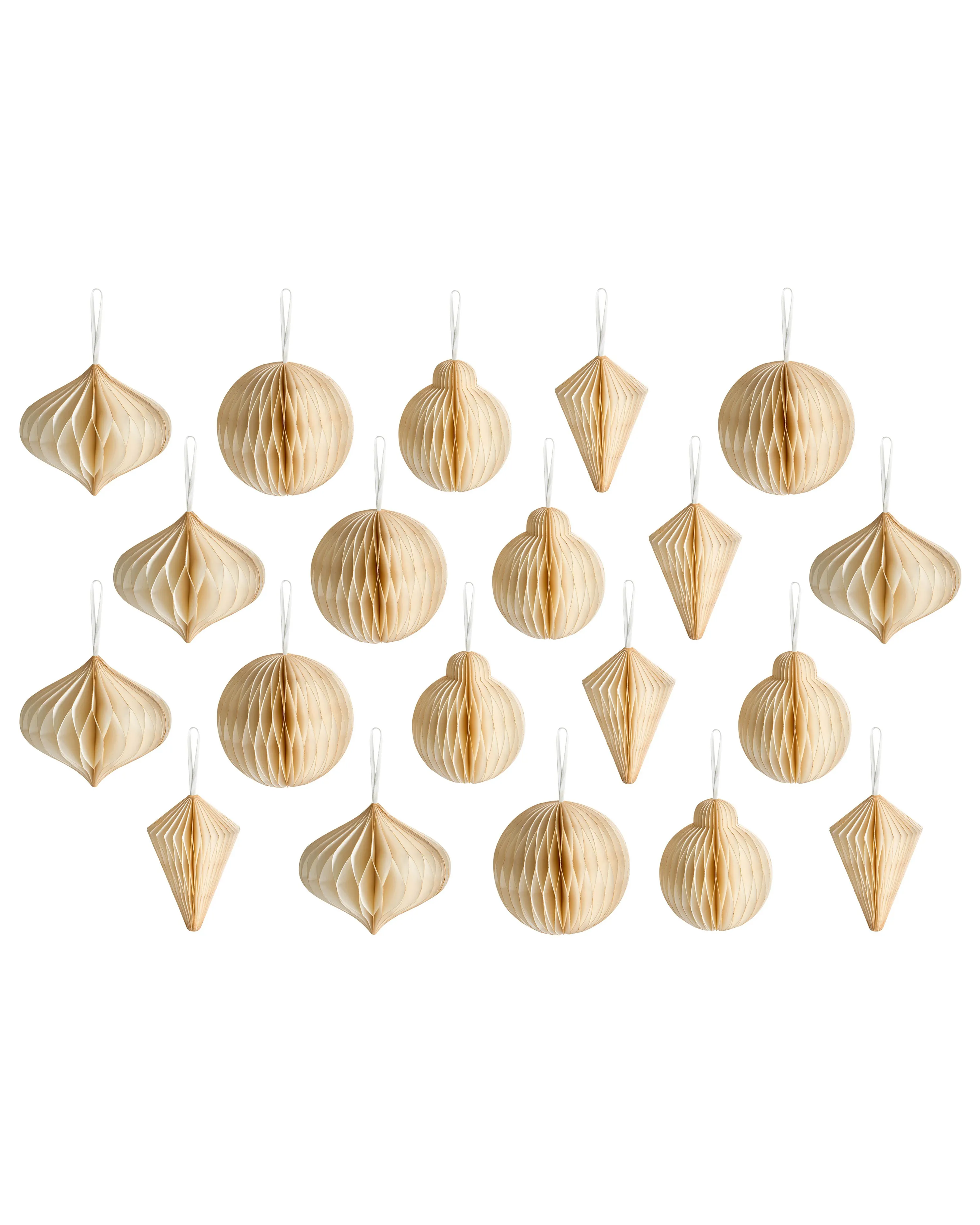 Set of 20 Christmas Tree Ornaments JOLSTRA Paper Beige