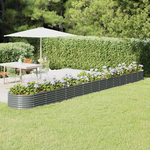 NNEVL Garden Planter Powder-coated Steel 620x80x36 cm Grey