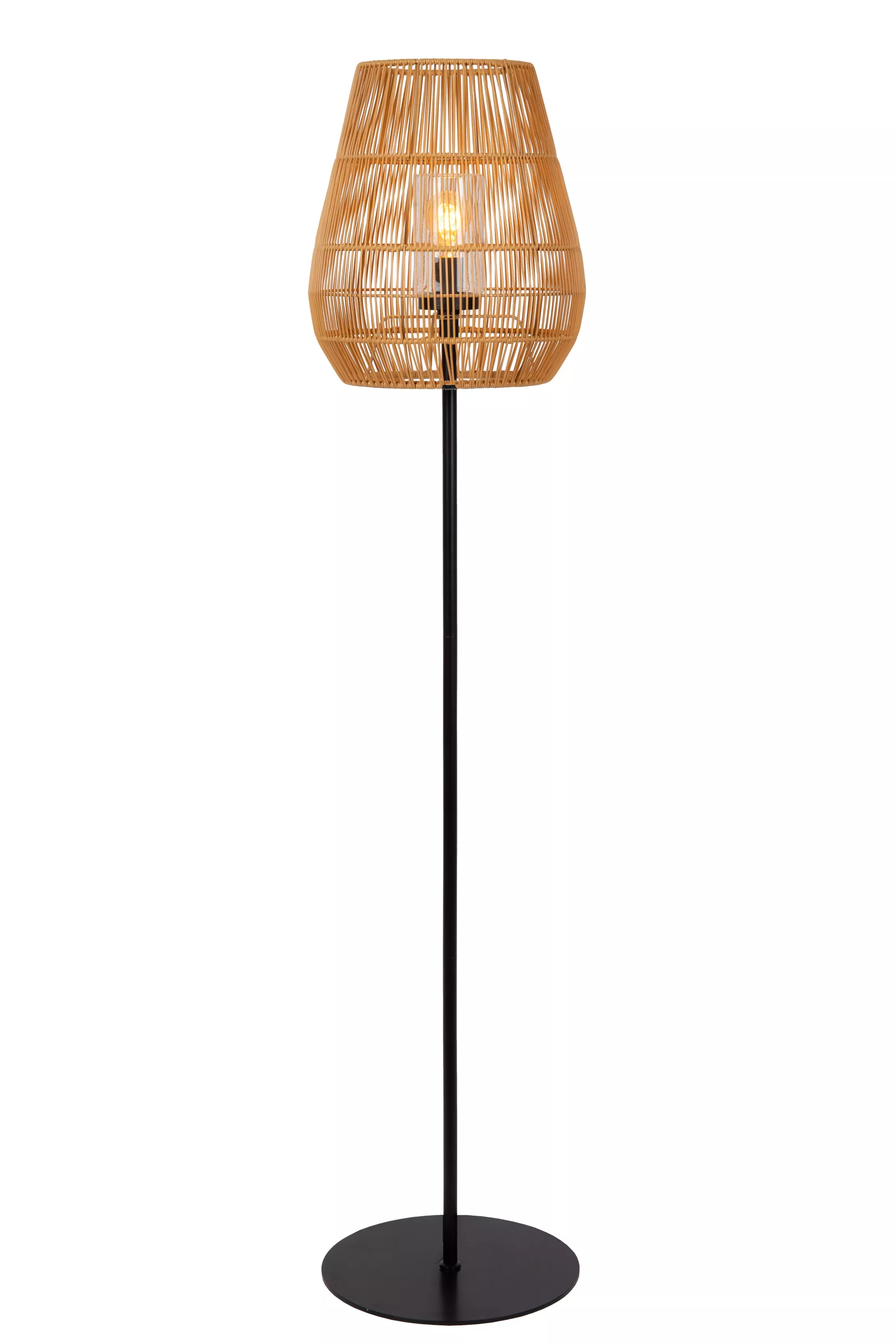 Lampa podłogowa kolor rattano-czarna NERIDA 1xE27x40W Lucide