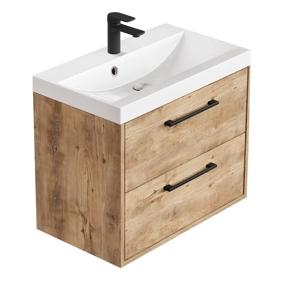 Badplaats Badkamermeubel Florence 01 60cm met wastafel - kastanje eiken