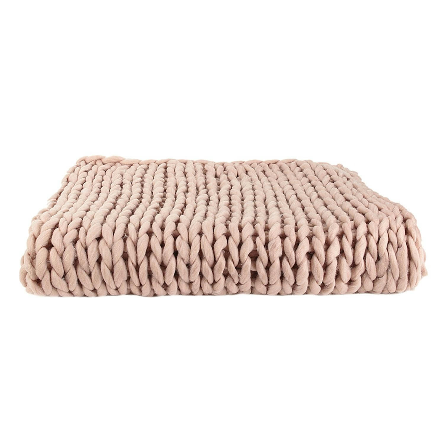 CHUNKY - Plaid grosse maille chunky l. 150 x l. 120 cm rose