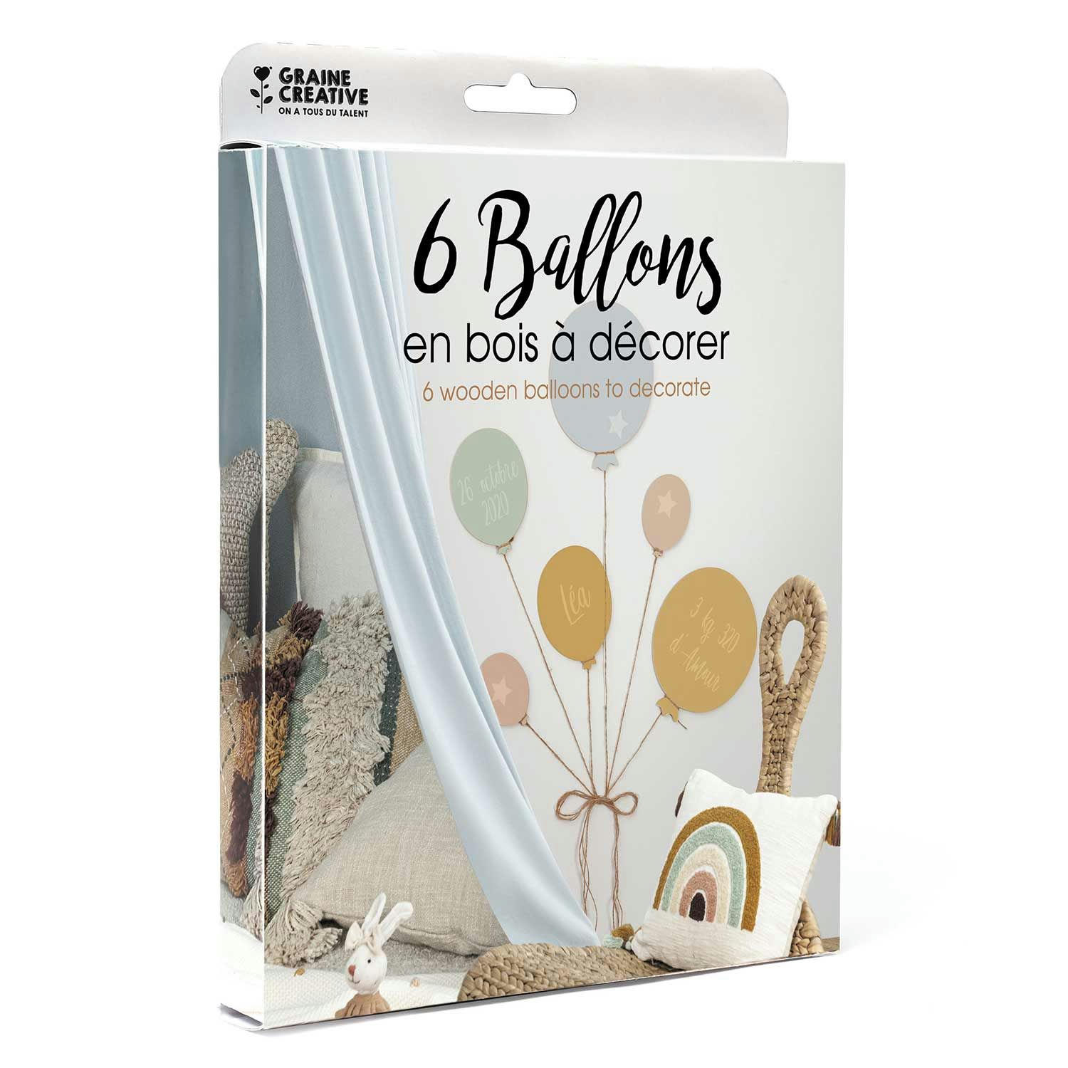 - 6 ballons en bois + fil de jute