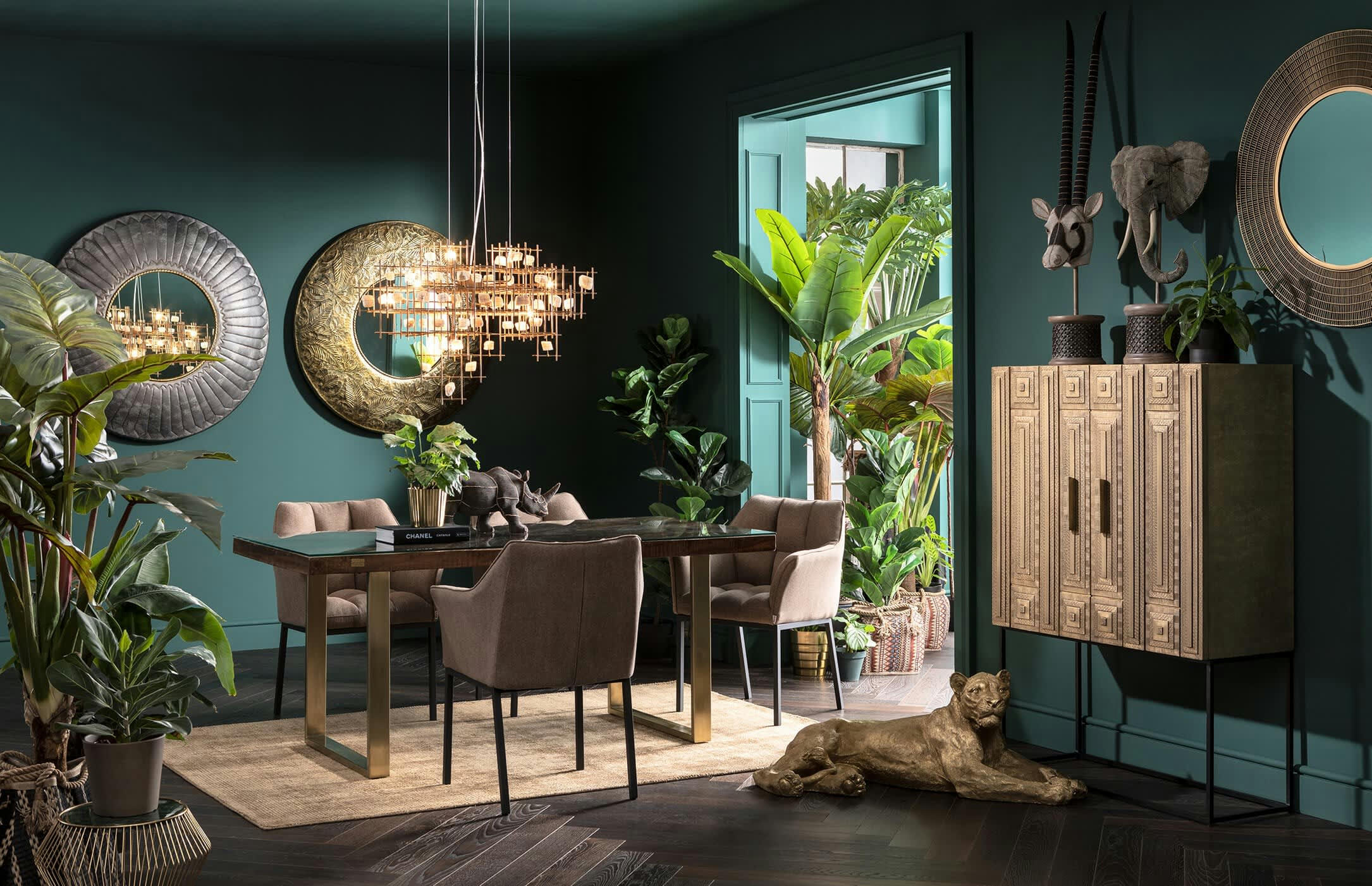 RAINFOREST GREEN - Plante artificielle en polyéthylène et béton H160