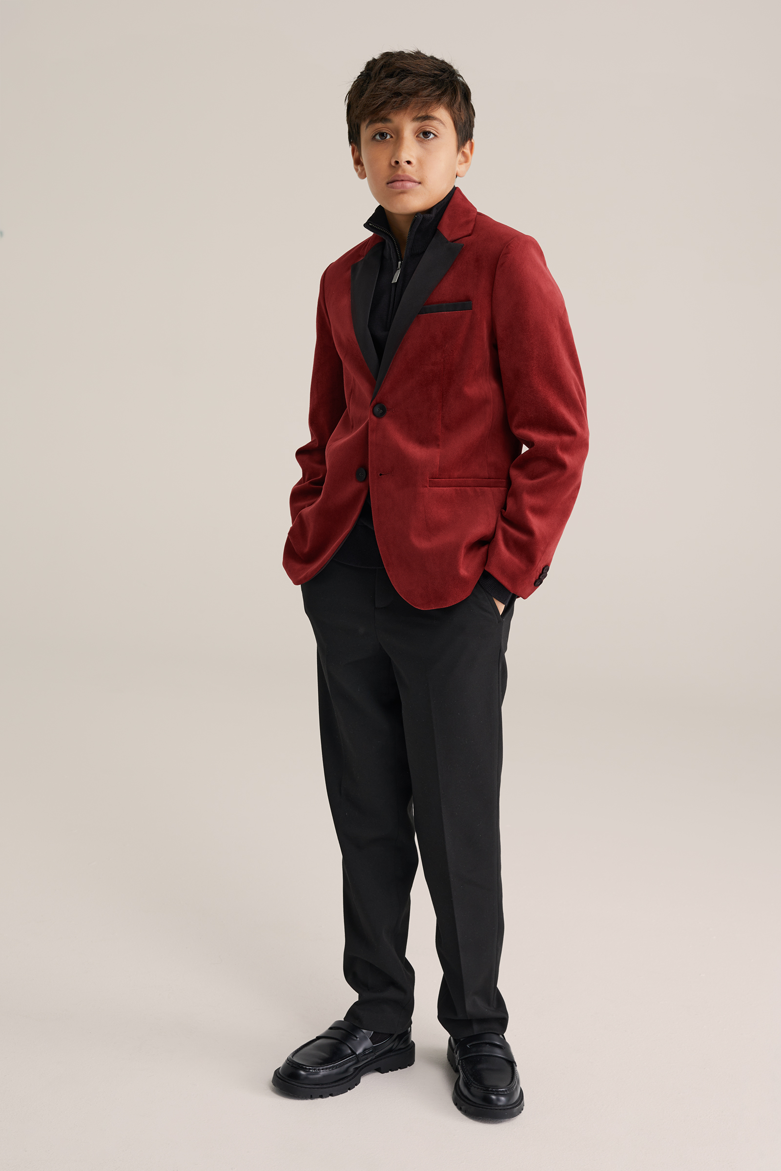 Jongens regular fit velvet blazer