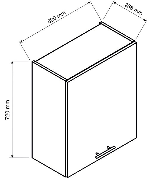 Meuble haut de cuisine avec 1 porte coloris blanc - longueur 60 x profondeur 28 x hauteur 72 cm