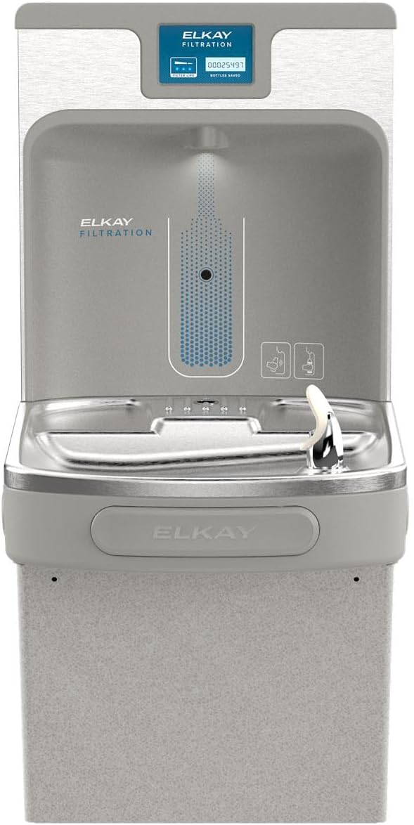 Elkay LZS8WSLK Filtered Fountain & EZH2O Bottle Filling Station, Lt. Gray, 120V