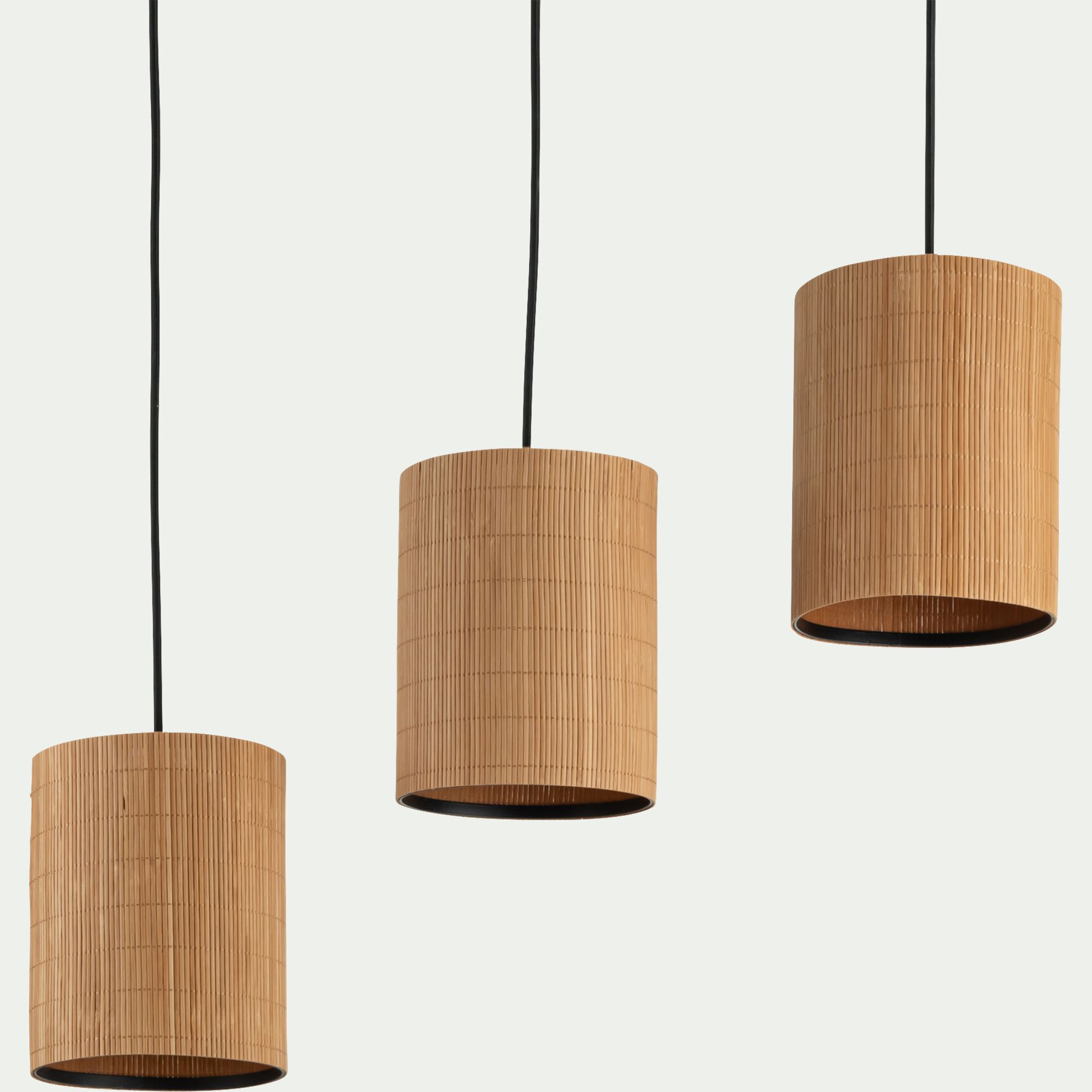 PIANA - Suspension électrifiée triple en bambou L61cm - naturel