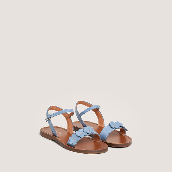 Sandales à fleurs - Capsule Minien vernis jeans | ANOUCHKA