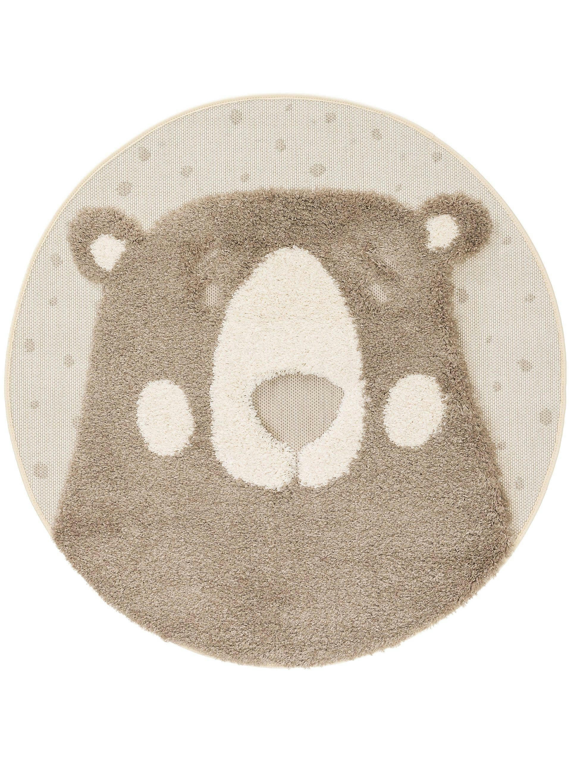 CARLO - Tapis enfant crème/taupe D 120 rond