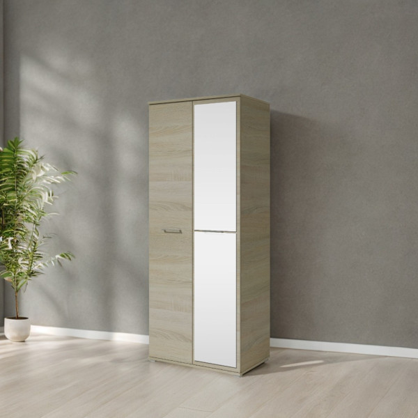 Szafa Otwierana Dwudrzwiowa z Lustrem 80cm x 200cm SONOMA | Półki   Wieszak