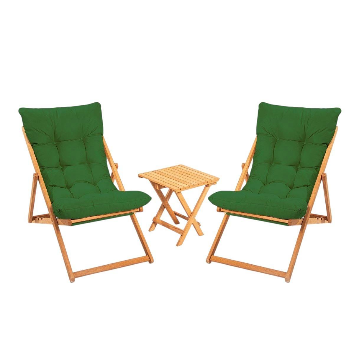 Salon jardin détente 2 places vert - bois et toile SORA
