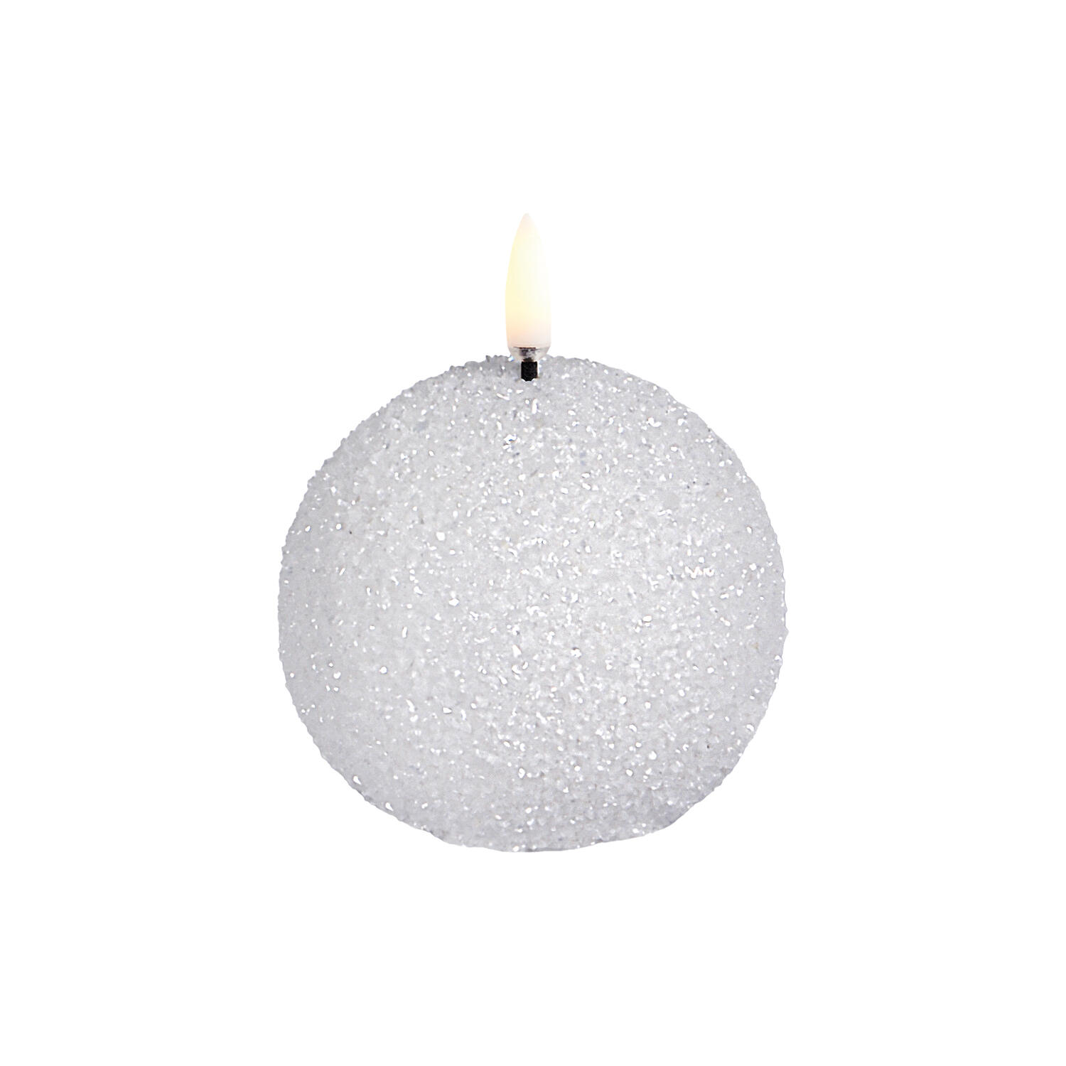 LED round candle, nordic white/glitter
