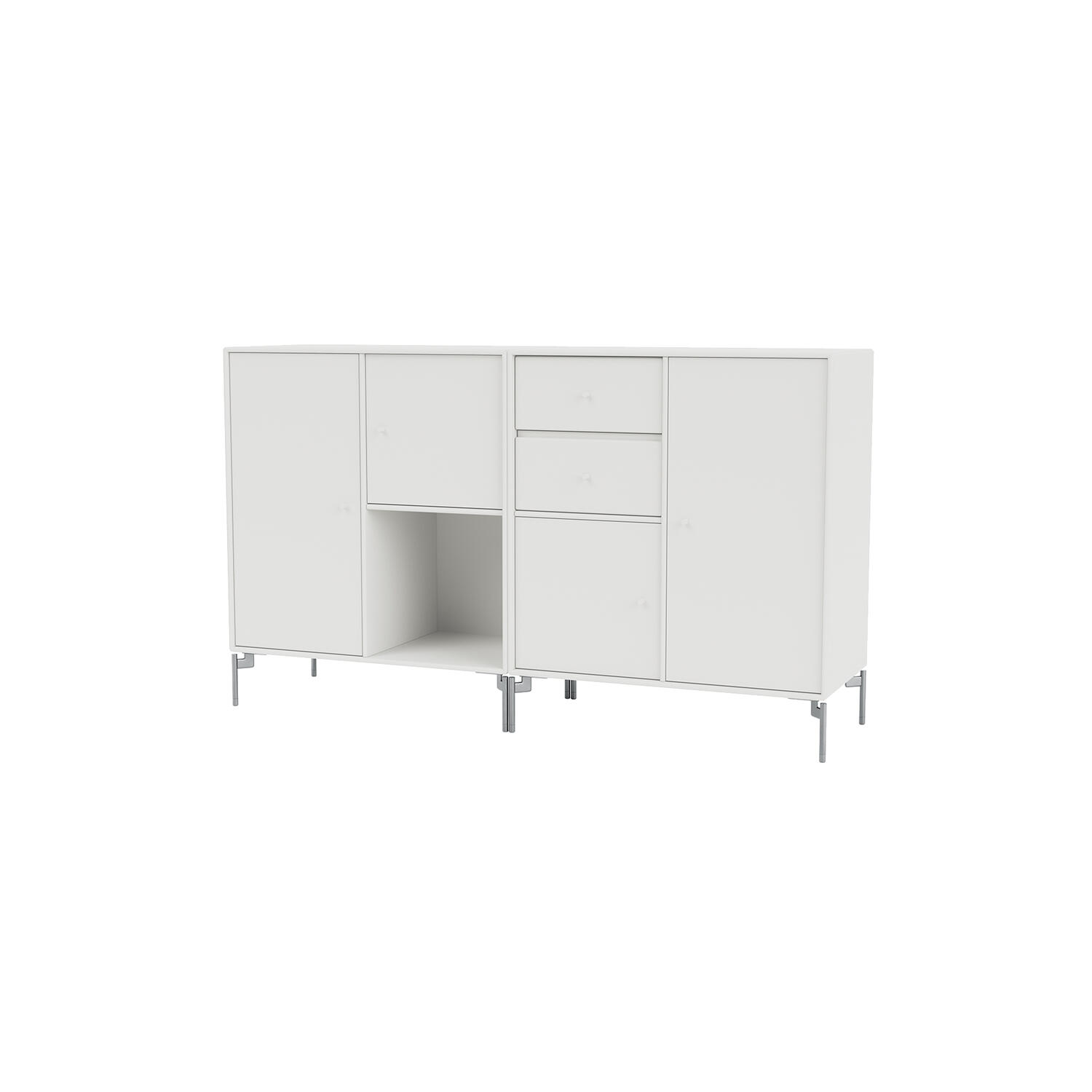 COUPLE bred sk&aelig;nk med ben i krom, 01 white