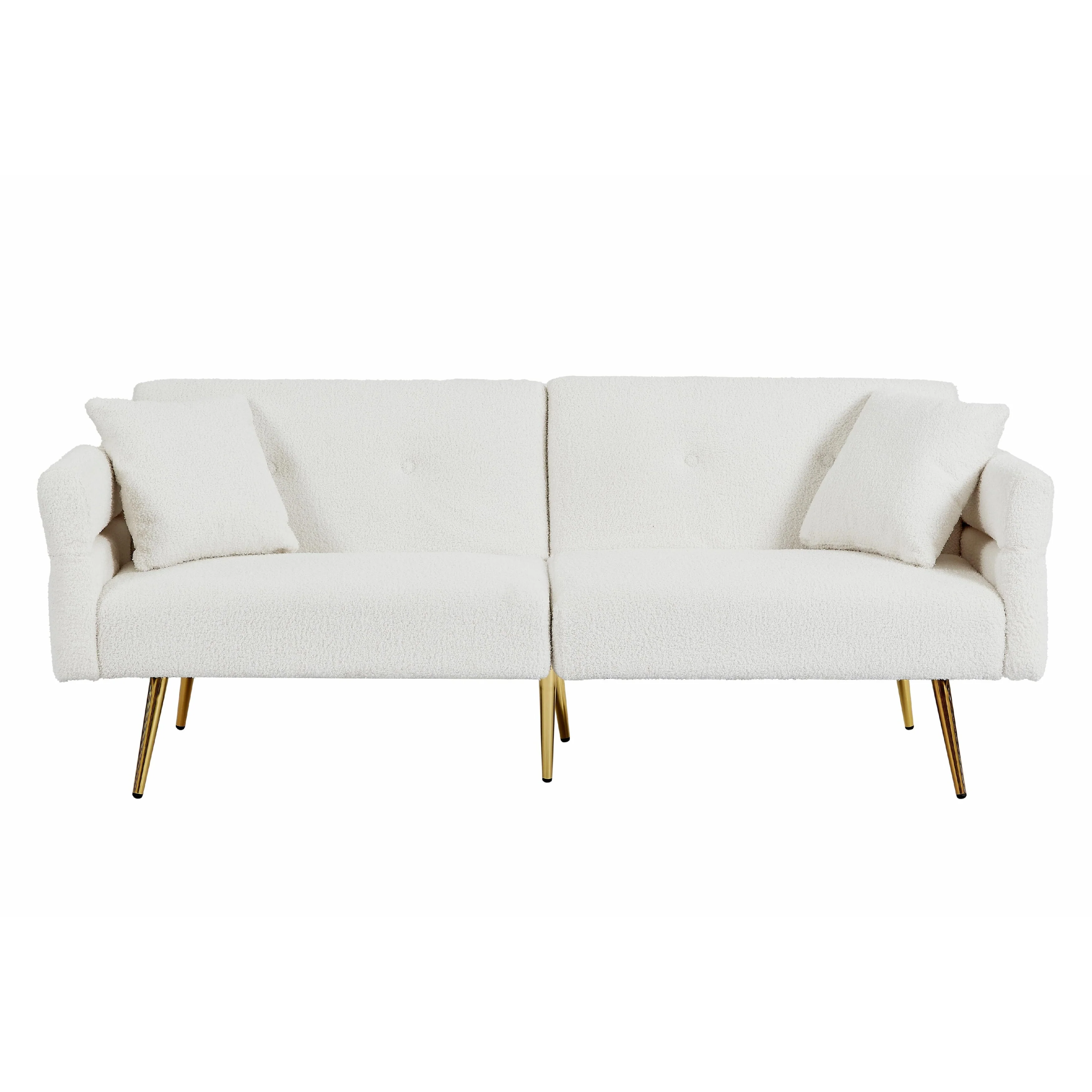 Modern Loveseat Sofa Bed - Teddy Upholstery with Side Pocket
