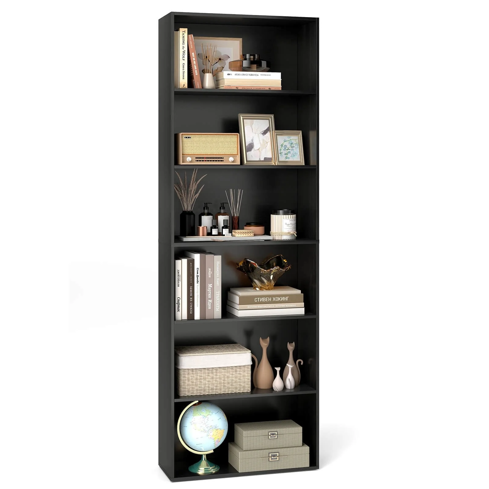 Costway 70 Tall 6-Tier Bookcase with 6 Open Shelves Anti-Toppling - See Details