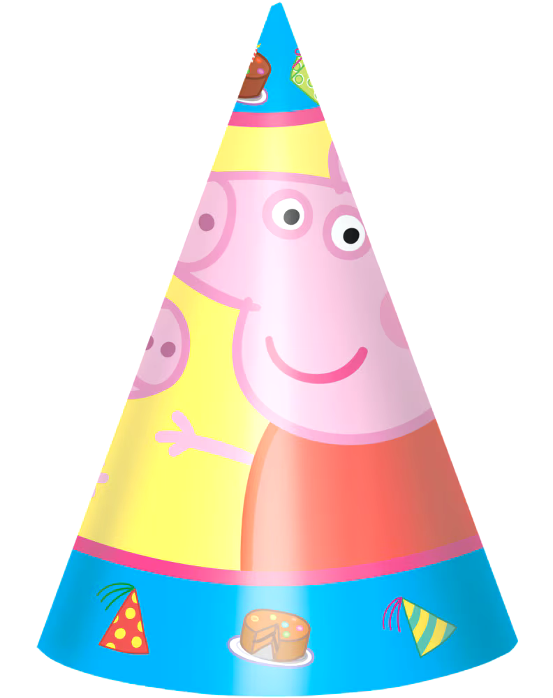 Nickelodeon Peppa Pig Cone Party Hats, Multi-Coloured, One Size, 8-pk, Wearable Accessories for Birthdays