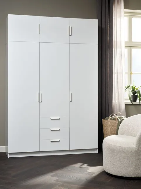 Overskab JENSLEV 144x40 3 låger hvid