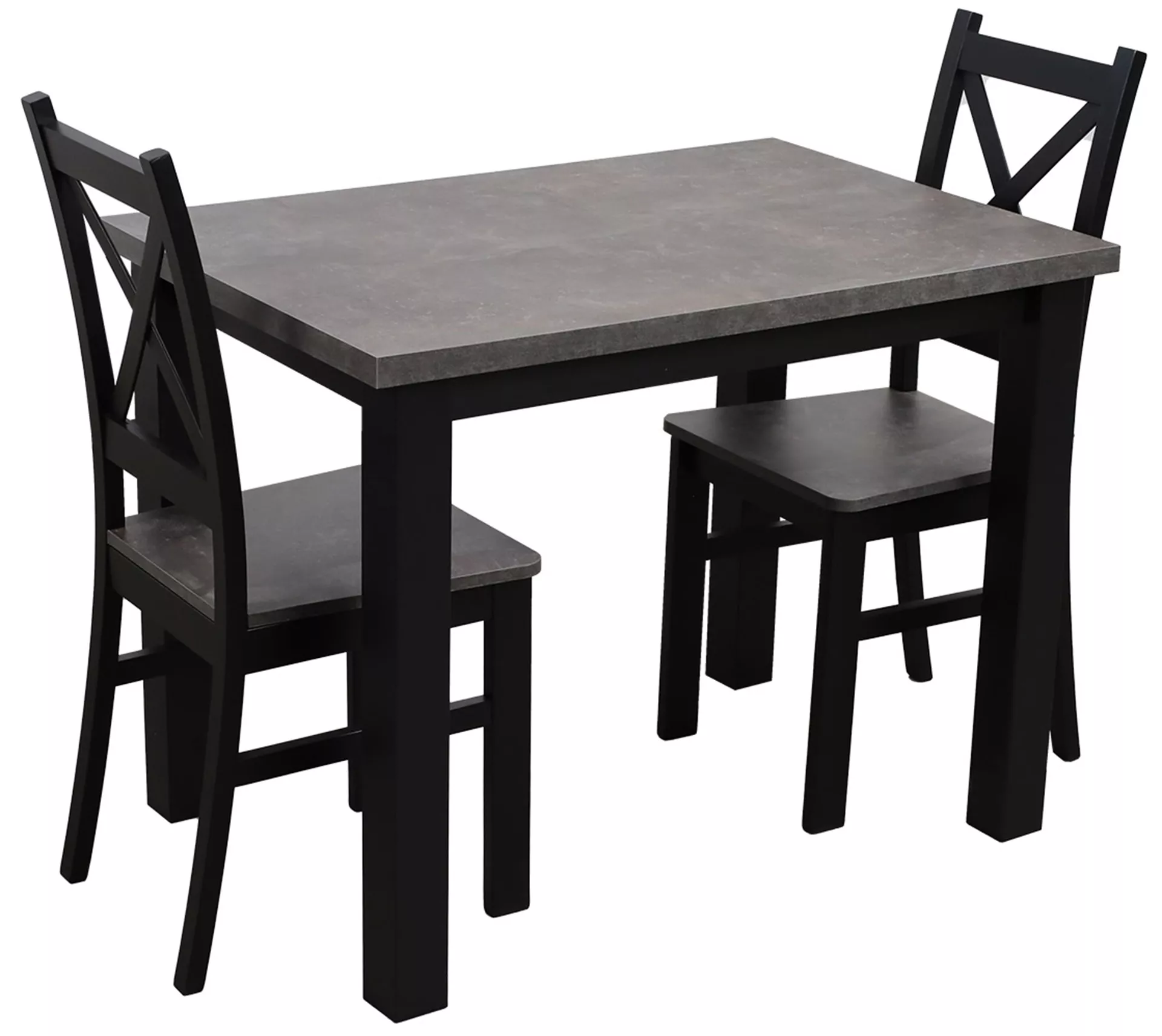 Zestaw stół 100x70 z 2 krzesłami M001-2 Czarny/Beton