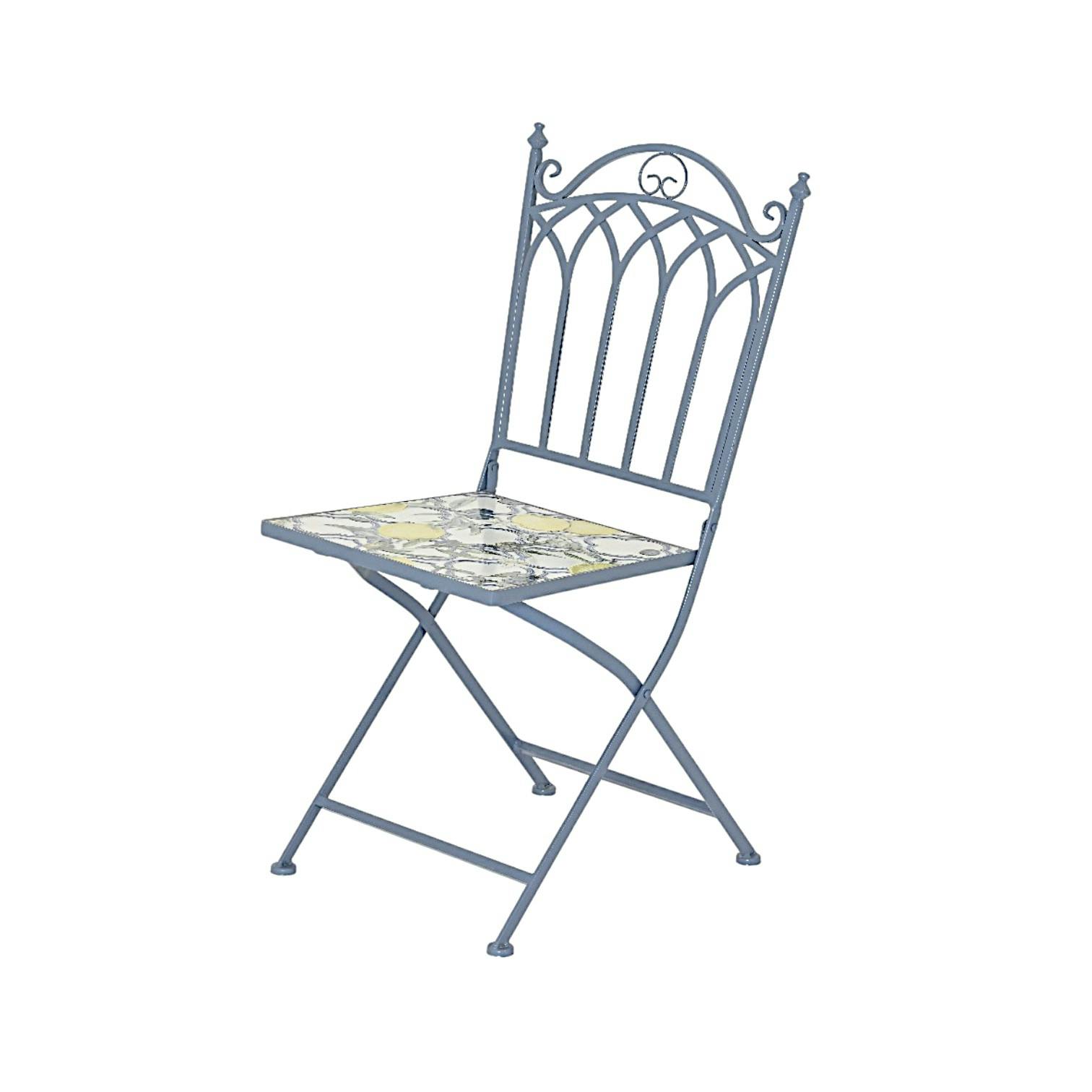 Chaise de jardin bleue décor mosaïque citrons (lot de 2) GRENADE
