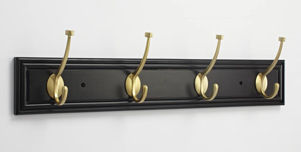 CANVAS Galena Stainless Steel 4-Hook Pill Top Rail, Black/Brass, 27-in