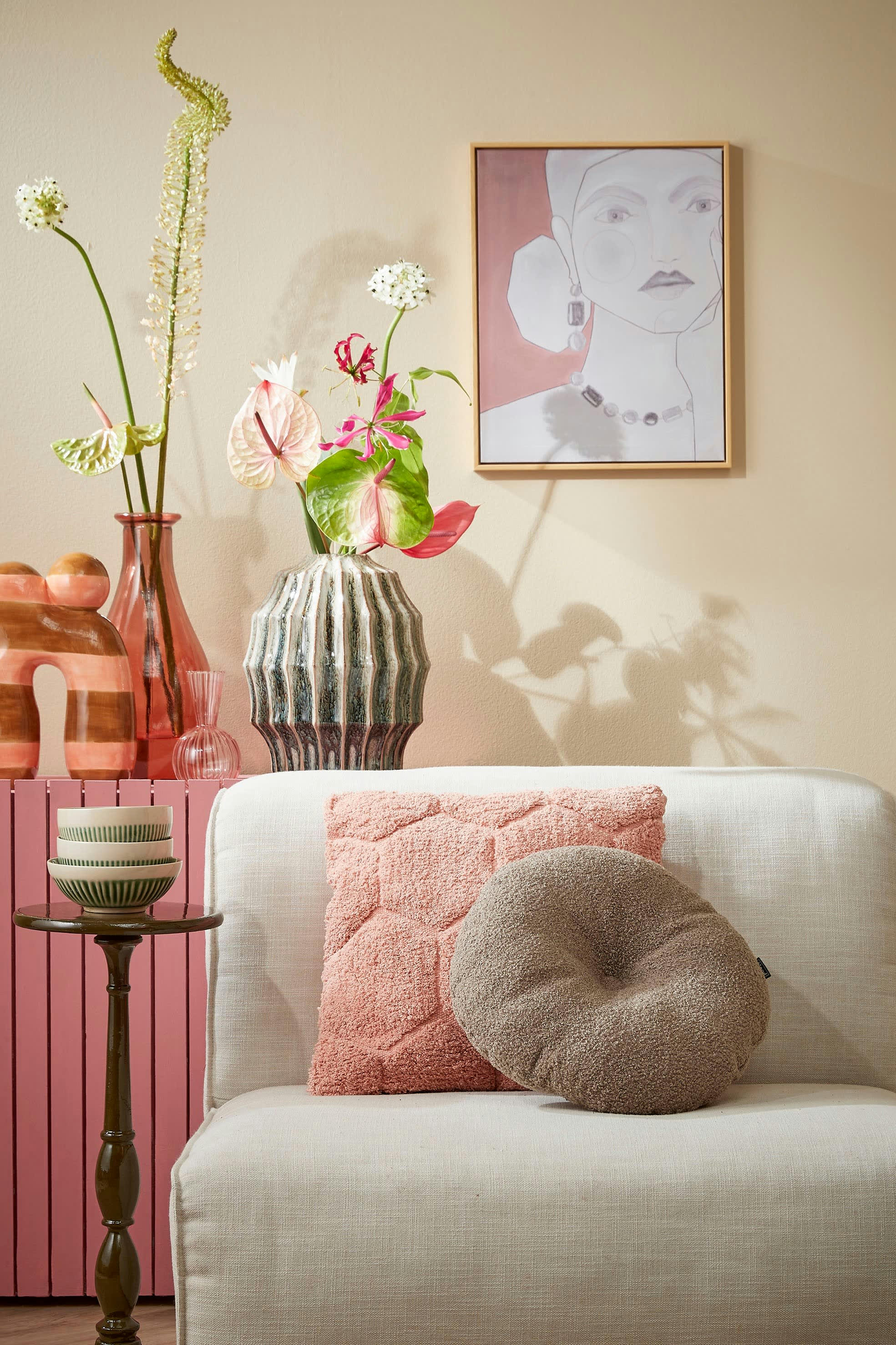 NADINE - Coussin en polyester recyclé marron clair D40