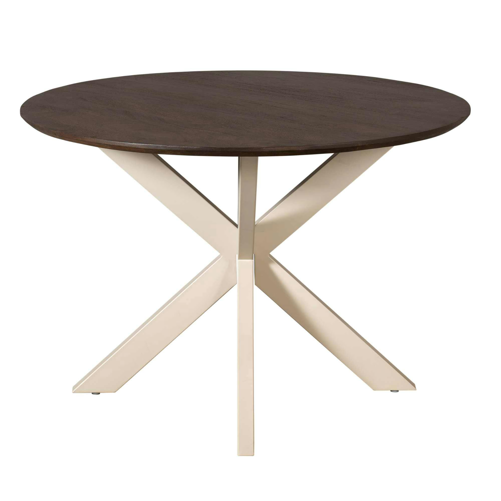 Table ronde bois brun pied blanc Ø150 cm CORTINA