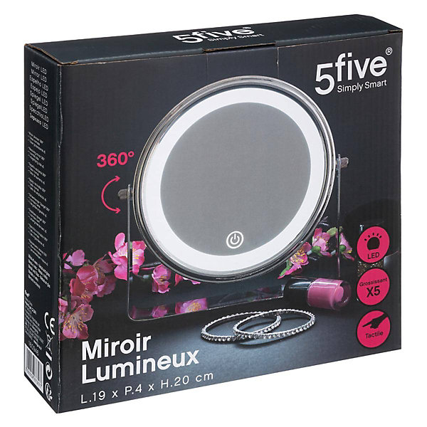 Miroir rond et rotatif à led 19 cm - 5Five