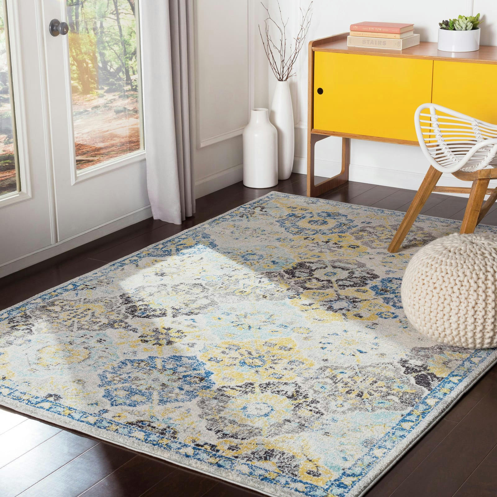 INES - Tapis Vintage Oriental Multicolore/Bleu 120x170
