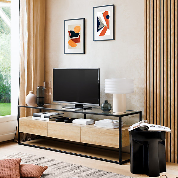 Panneau décoratif mural Colva beige fond noir 240x60cm - Atmosphera