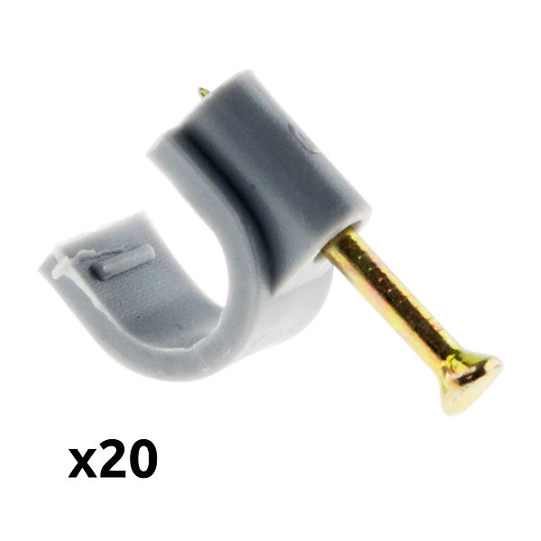 Lot de 20 crochets fixation diamètre 8mm - Gris - Zenitech