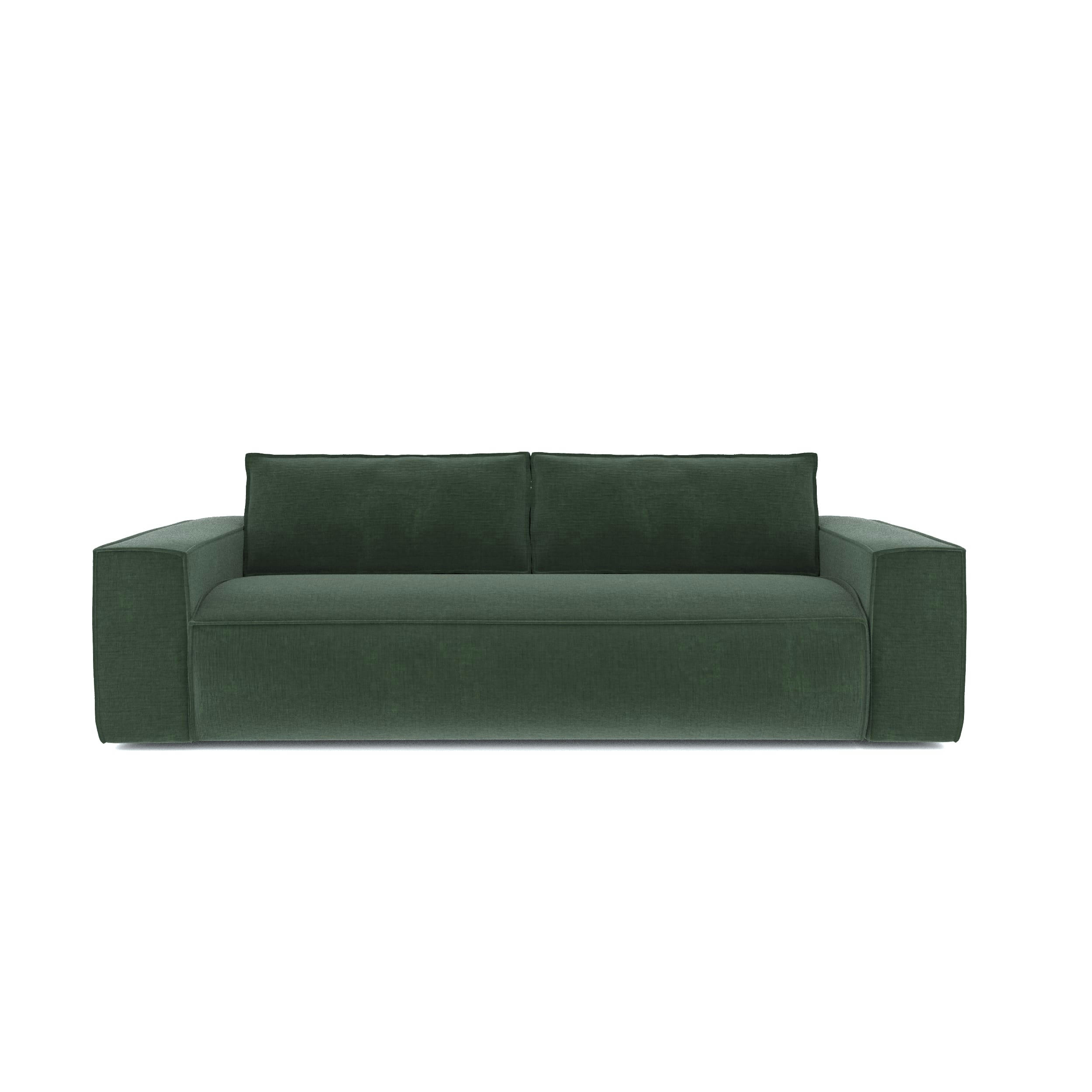 JOAN - Canapé convertible express dunlopillo velours texturé vert 160cm