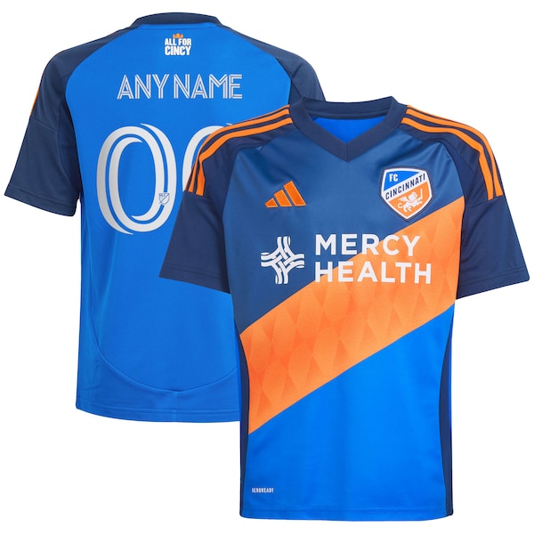 FC Cincinnati adidas Youth 2025 Orange and Blue Legacy Kit Replica Custom Jersey - Blue