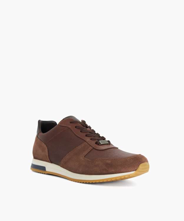 Trusting Brown - Leather-Suede Low-Top Trainers