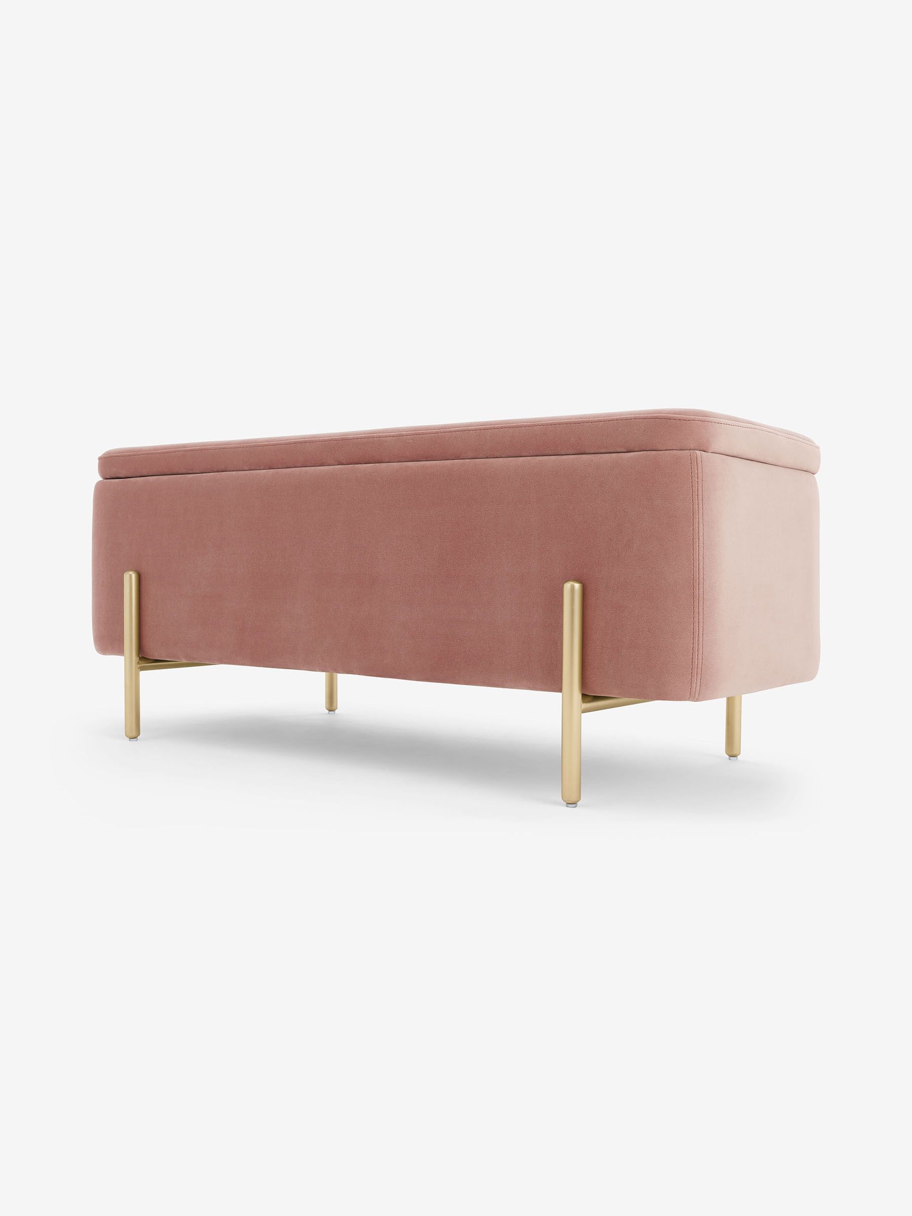 Asare Storage Ottoman Bench in Blush Pink