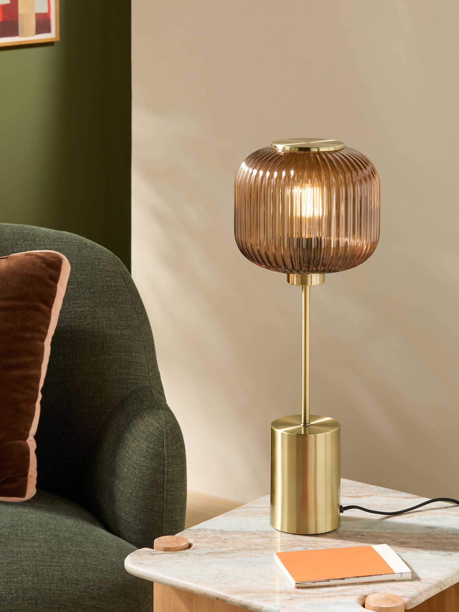 Large Briz Table Lamp in Amber Brown