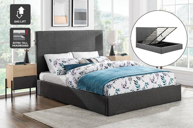 NNEKGE Antalya Gas Lift Bed (Charcoal)