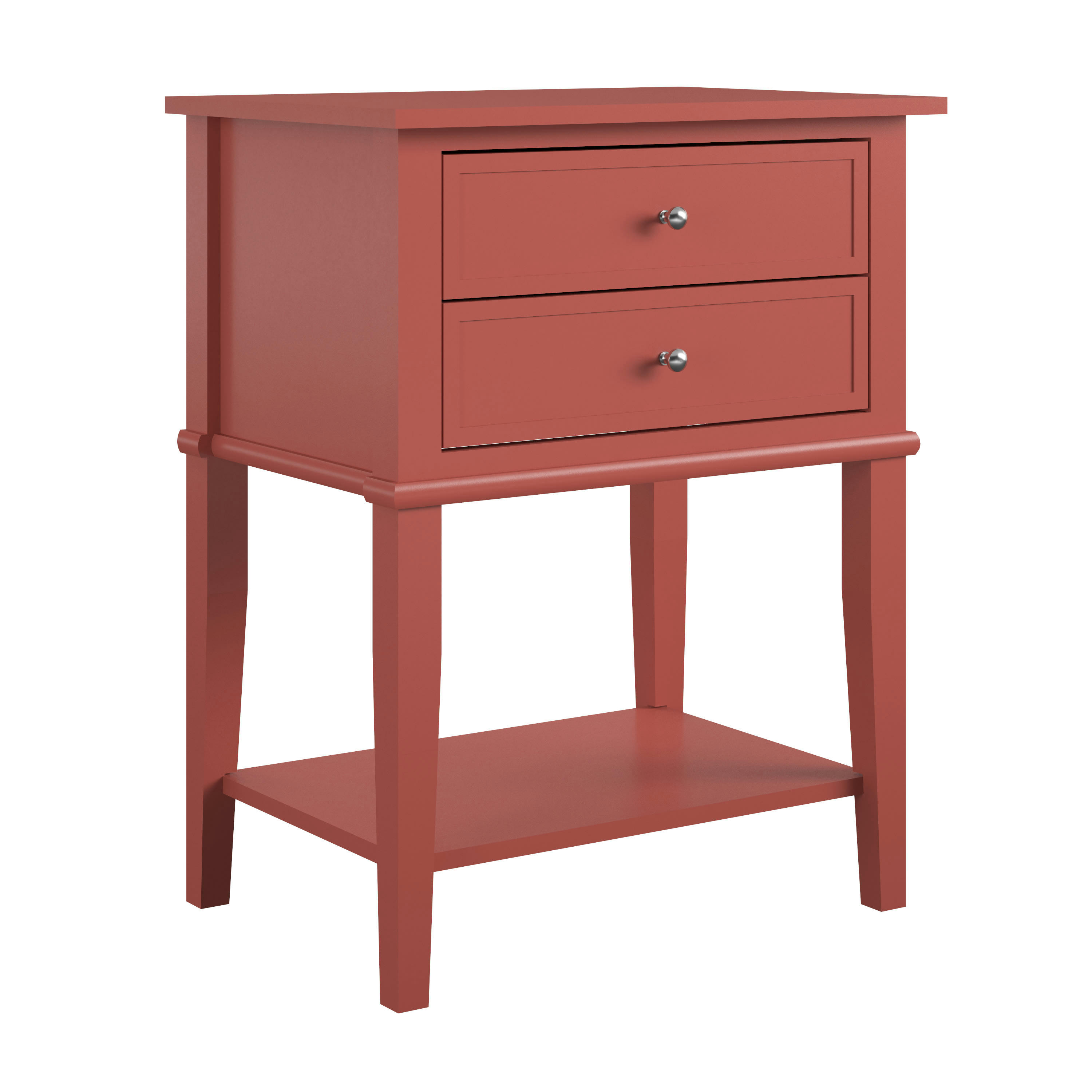 FRANKLIN - Table d'appoint avec 2 tiroirs en MDF terracotta
