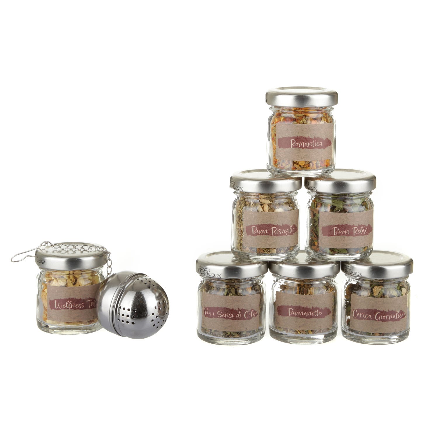 Set regalo 7 infusi con filtro confezione albero