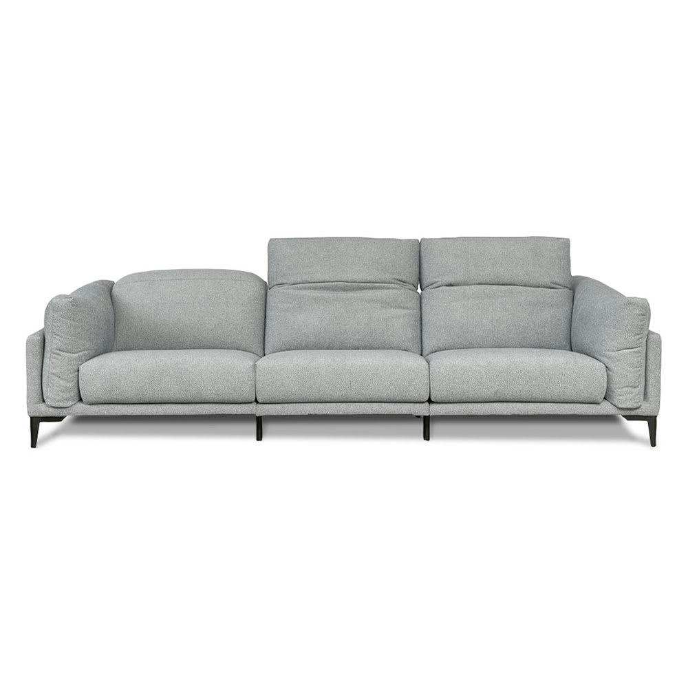 - Canapé 4 places droit tissu gris clair