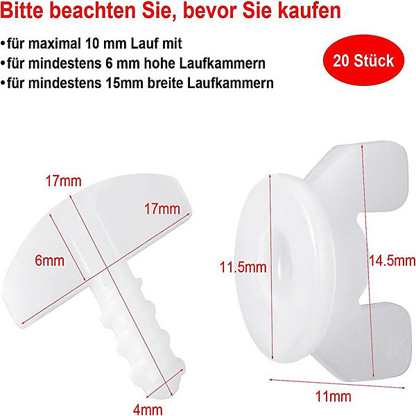 Ensemble de rideaux 20 pièces avec système de rail, accessoires et verrous de rechange (blanc)
