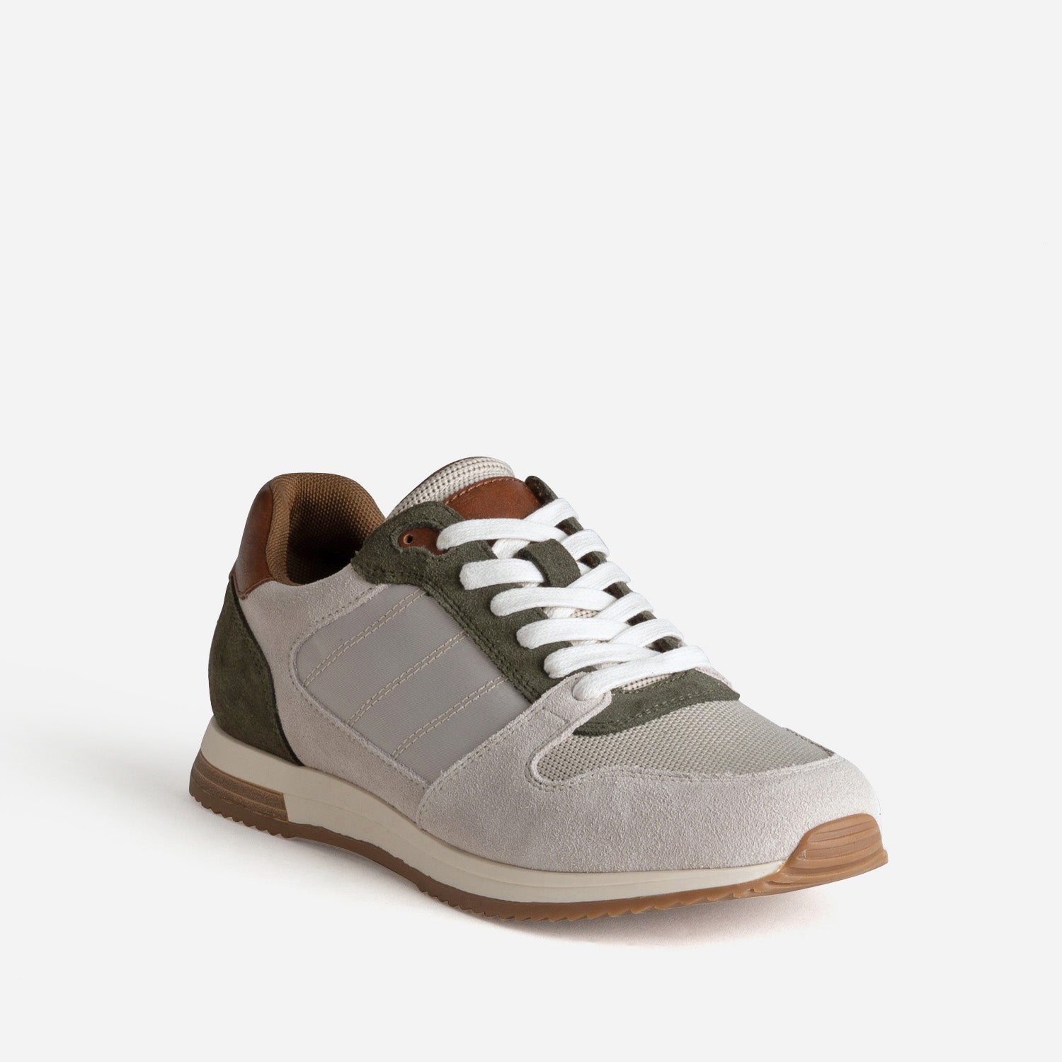 Tennis beige, kaki, marron multi-matières