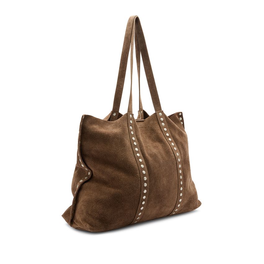 Manfield Bruine suède shopper met studs