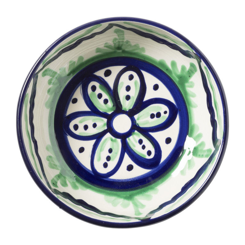 Schaaltje flor plat - groen/blauw - &Oslash;14 cm