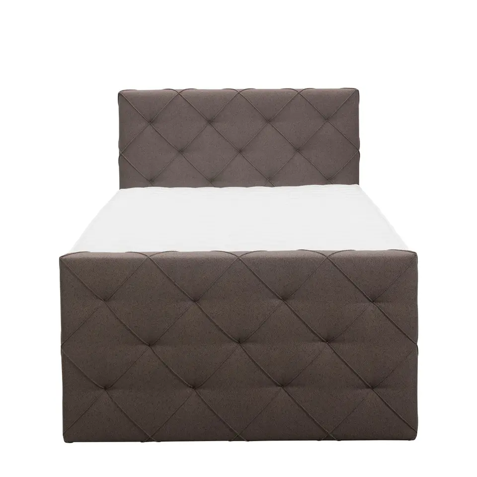 Boxspring met voetbord Liv geruit - donkerbruin - 120x200 cm - vierkante poot