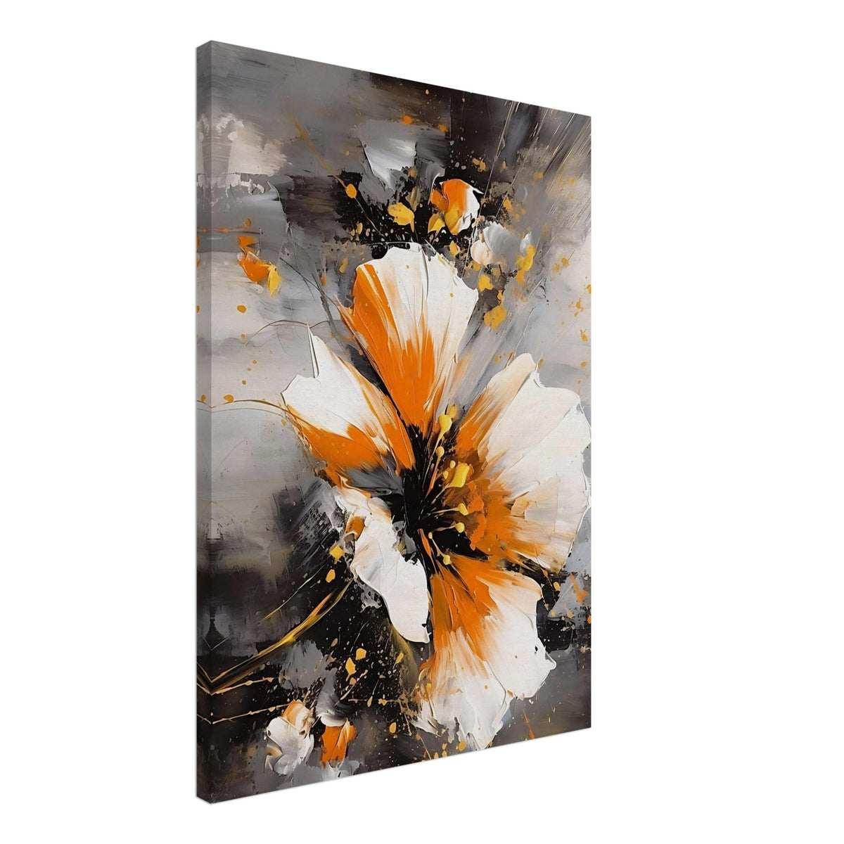Artfulprints Canvas Abstract floral expression canvas - 50x70 cm - Oranje